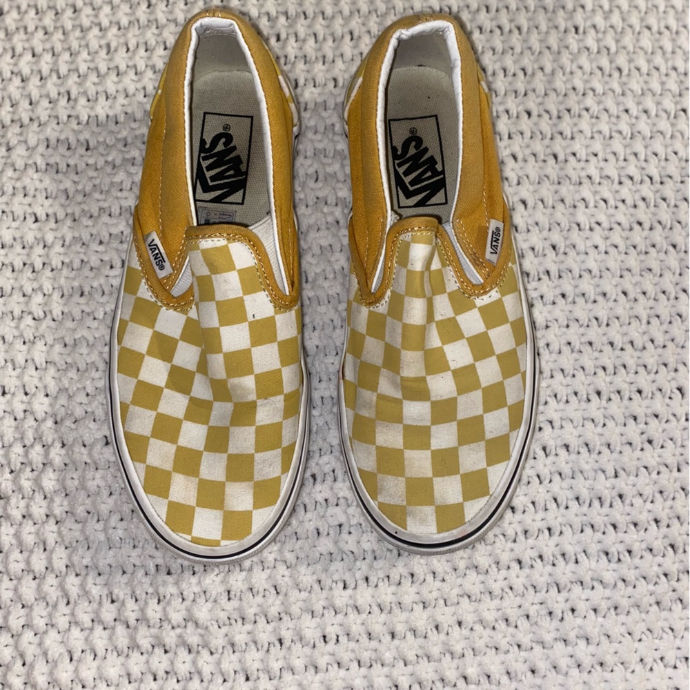 Yellow and white checkered vans